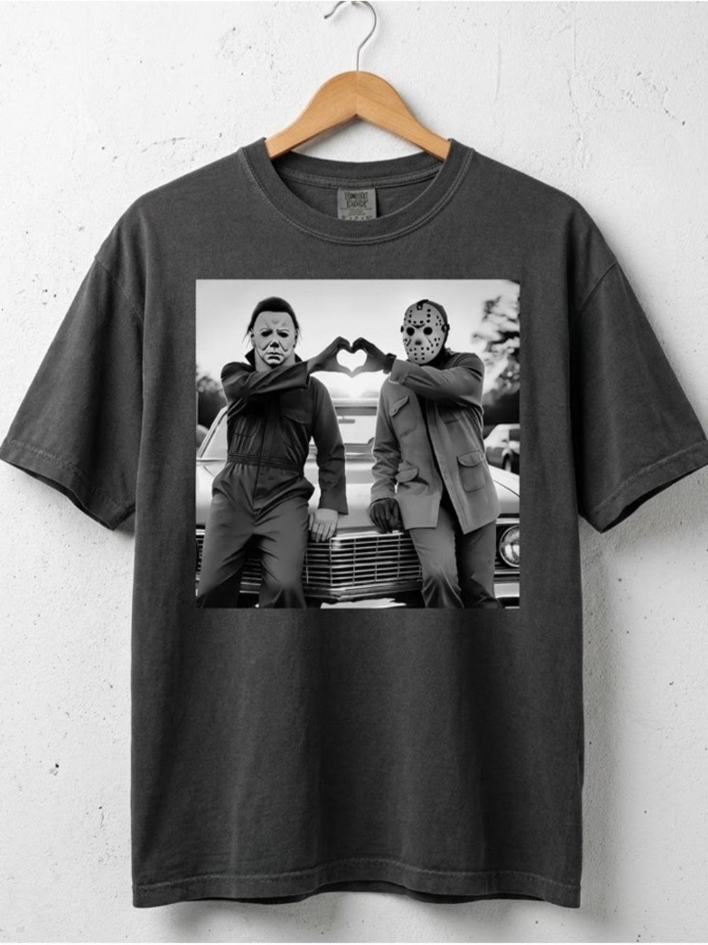 Horror Movie Shirt: Michael and Jason Heart Hands Halloween Tee